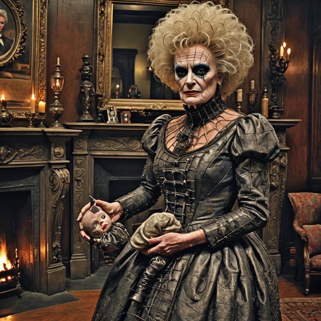 Hyperrealistic female "Pinhead", from the movie "Hellraiser ...