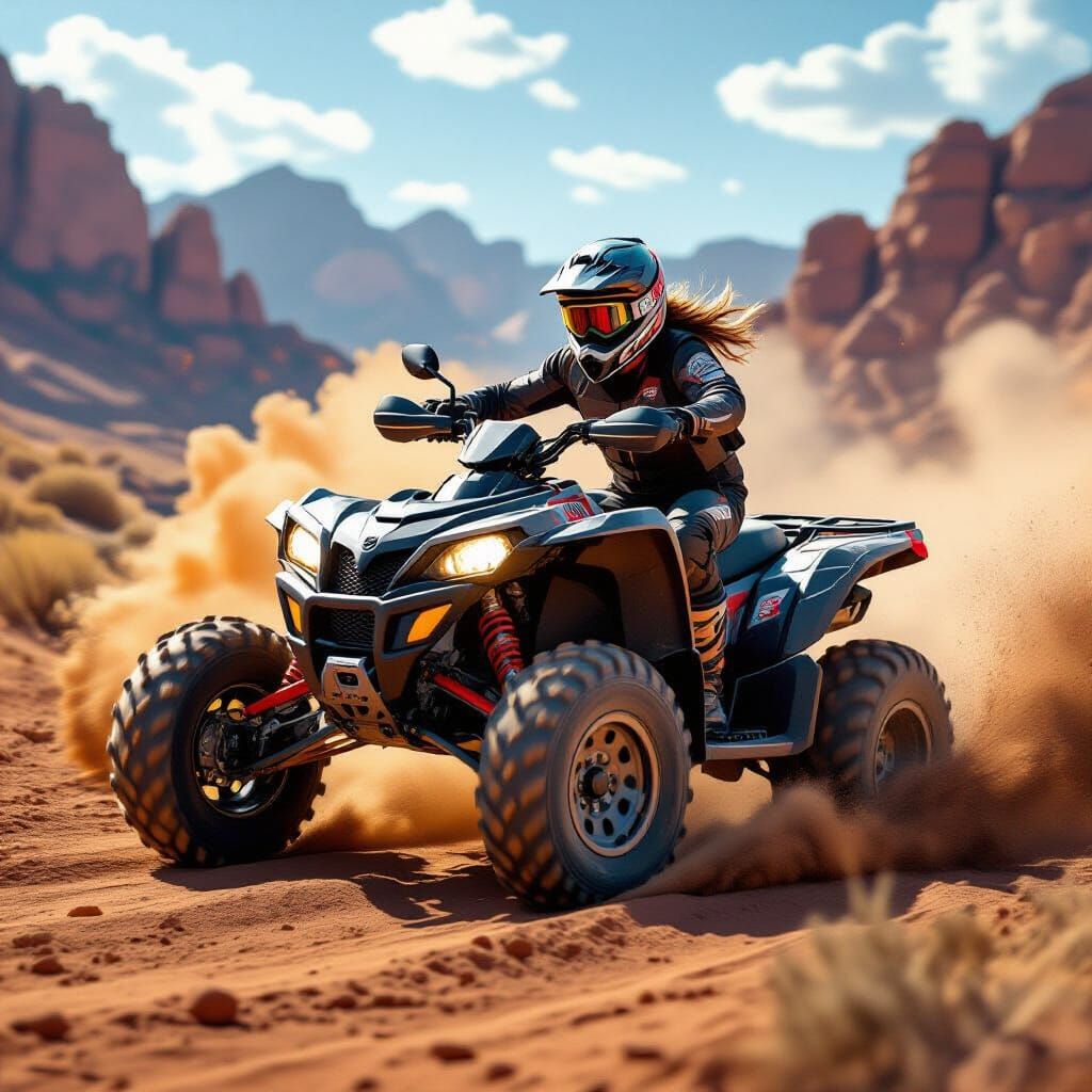 ATV Drifting Off-Road in Dynamic Concept Art Style