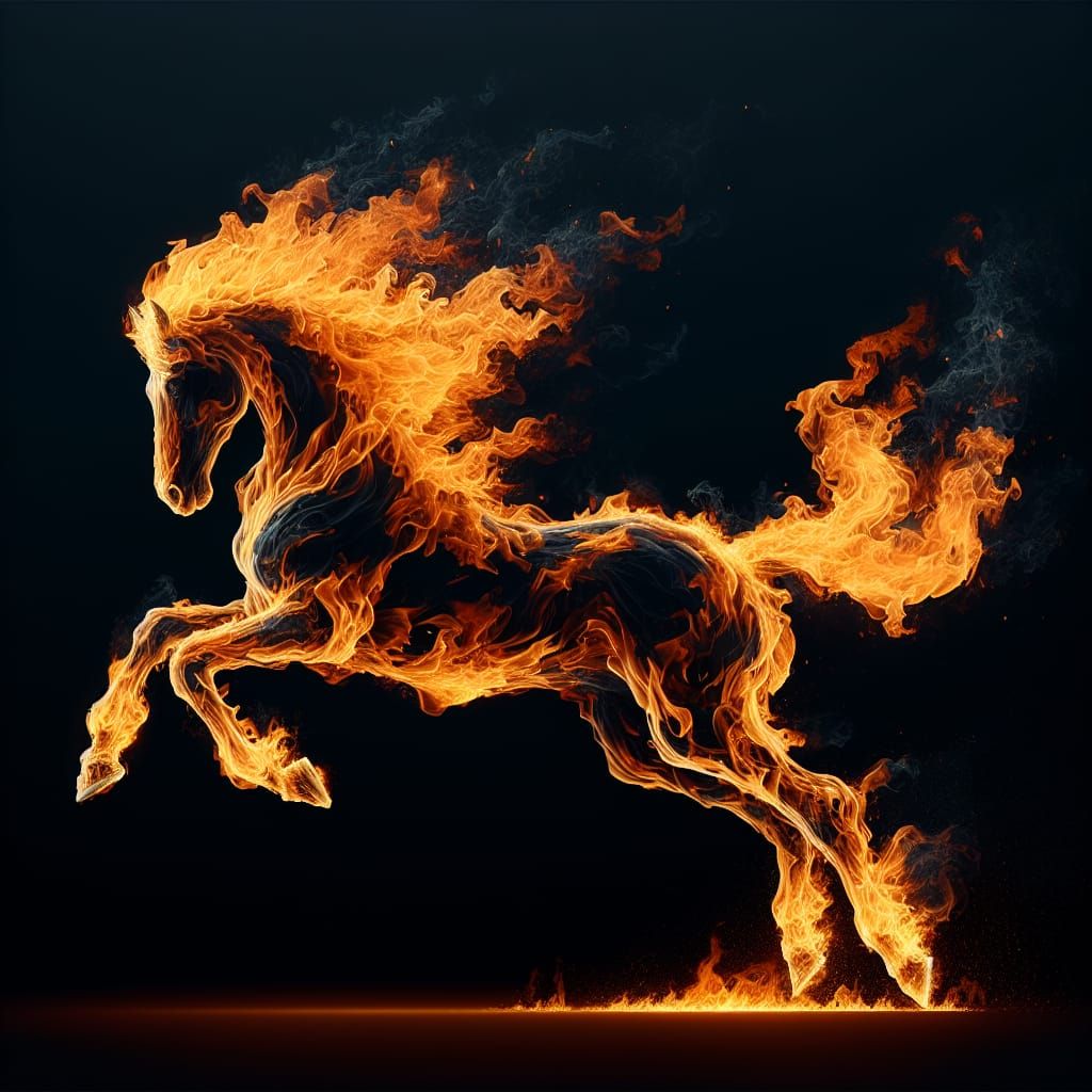 Flame shape of a galloping horse raging fire  by @HarrietM