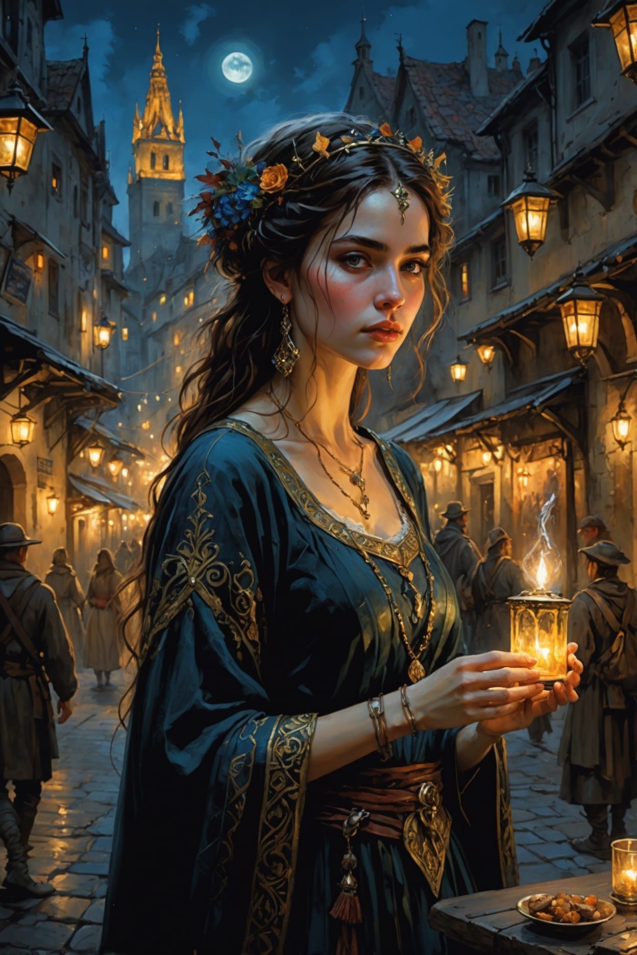 ancient medieval evening festival of lights  by @Bera