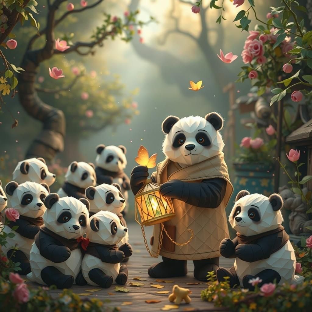 Pooh Bear Friends Play in Origami Paper World