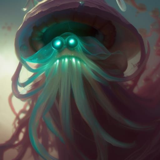 Detailed Jellyfish Pirate Portrait in Dark Fantasy Style