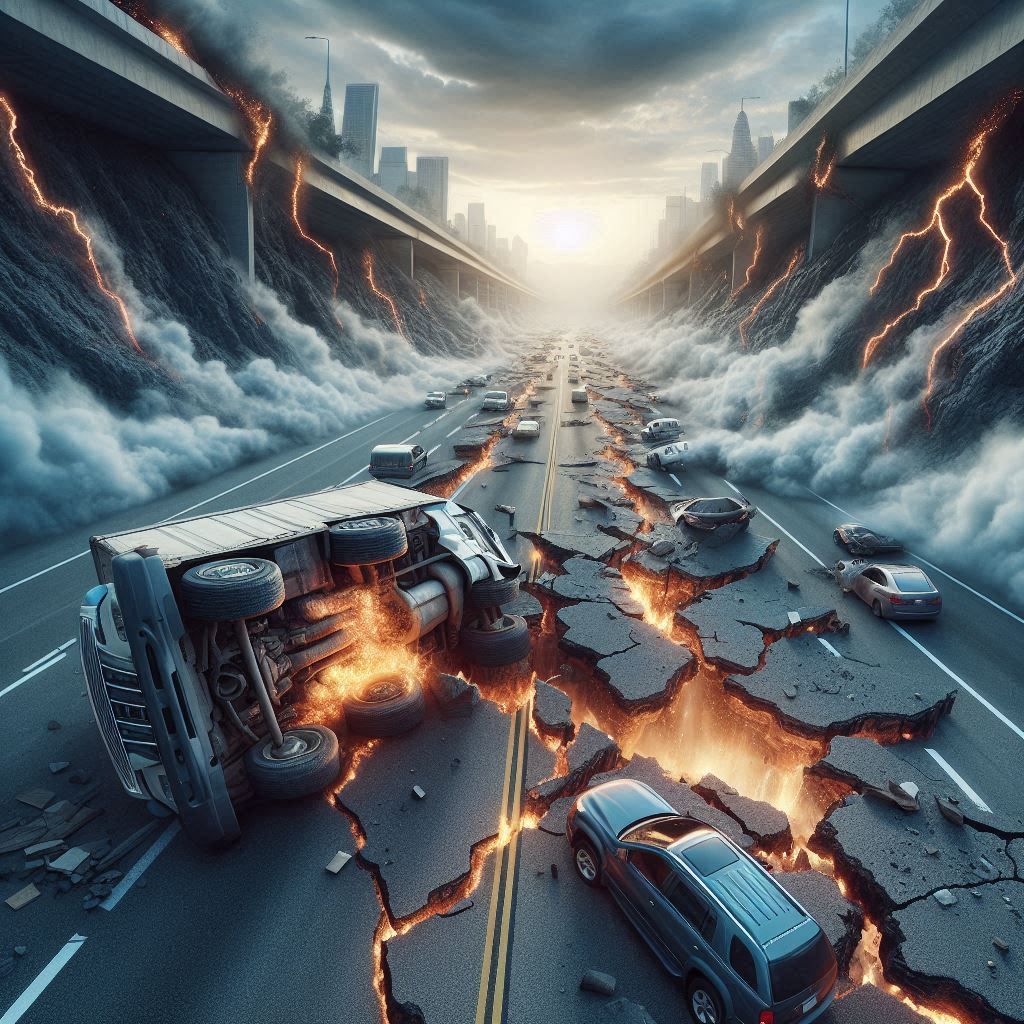 Tremblement  de terre sur l’autoroute