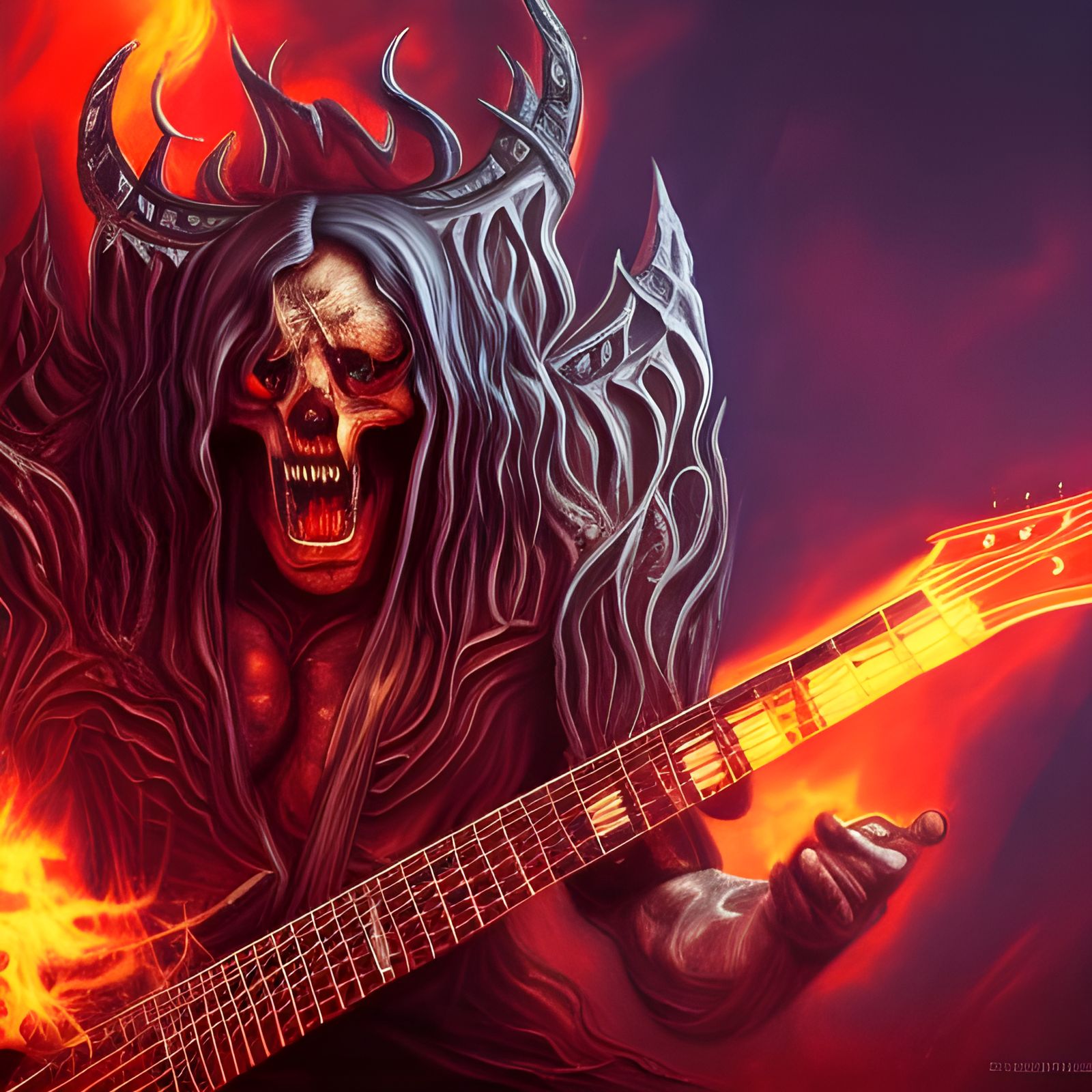 Heavy metal guitarist in hell - AI Generated Artwork - NightCafe Creator