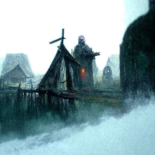 Foggy viking village
