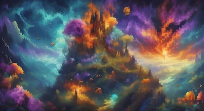 <lora:Spirit World:1.0> Paint a scene of a bustling forrest ...