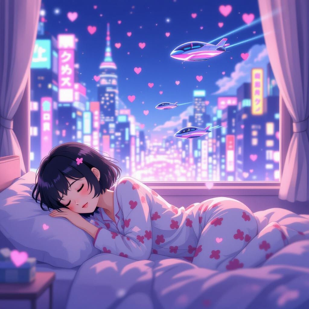 Dreaming of a Neon Cityscape: Studio Ghibli Style
