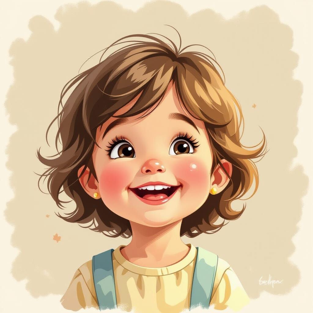 Joyful Child's Smile in Whimsical Illustration Style