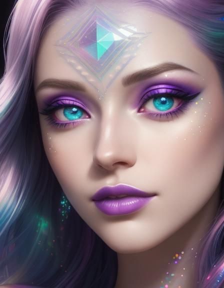 Ethereal Portrait of a young lady with multi chromatic holog...