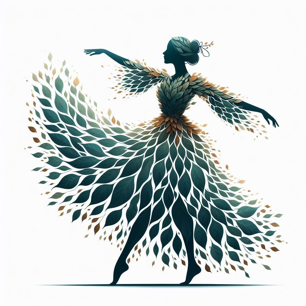Dancing Woman Made of Leaves