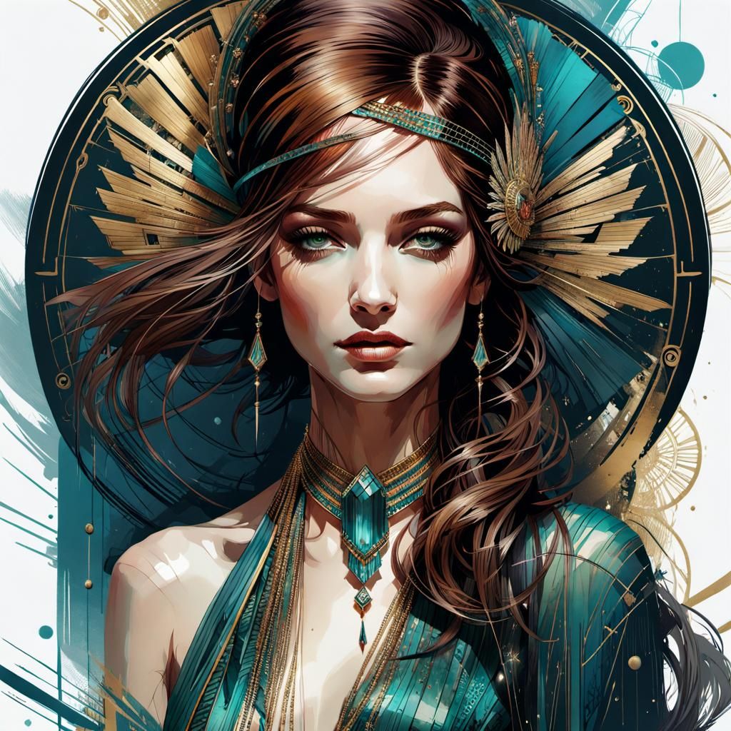 Art deco woman portrait