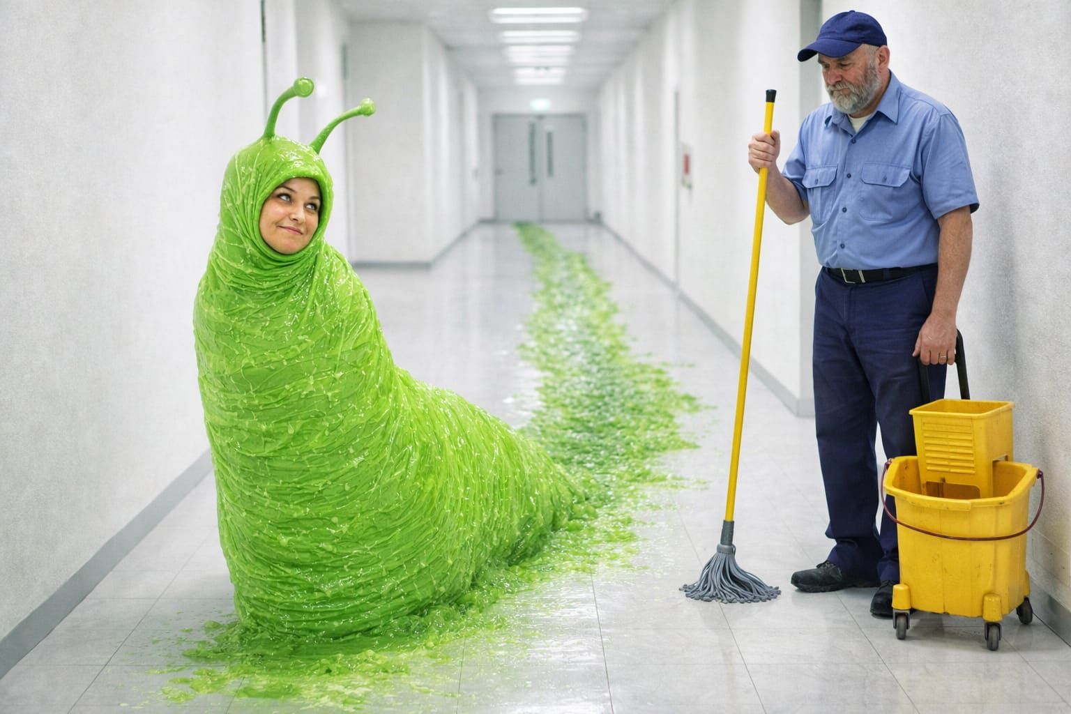 Janitor Larry hated when Sasha Slugton worked his hours