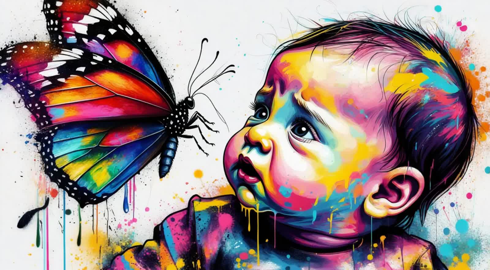 Confused Butterfly lands on babies face