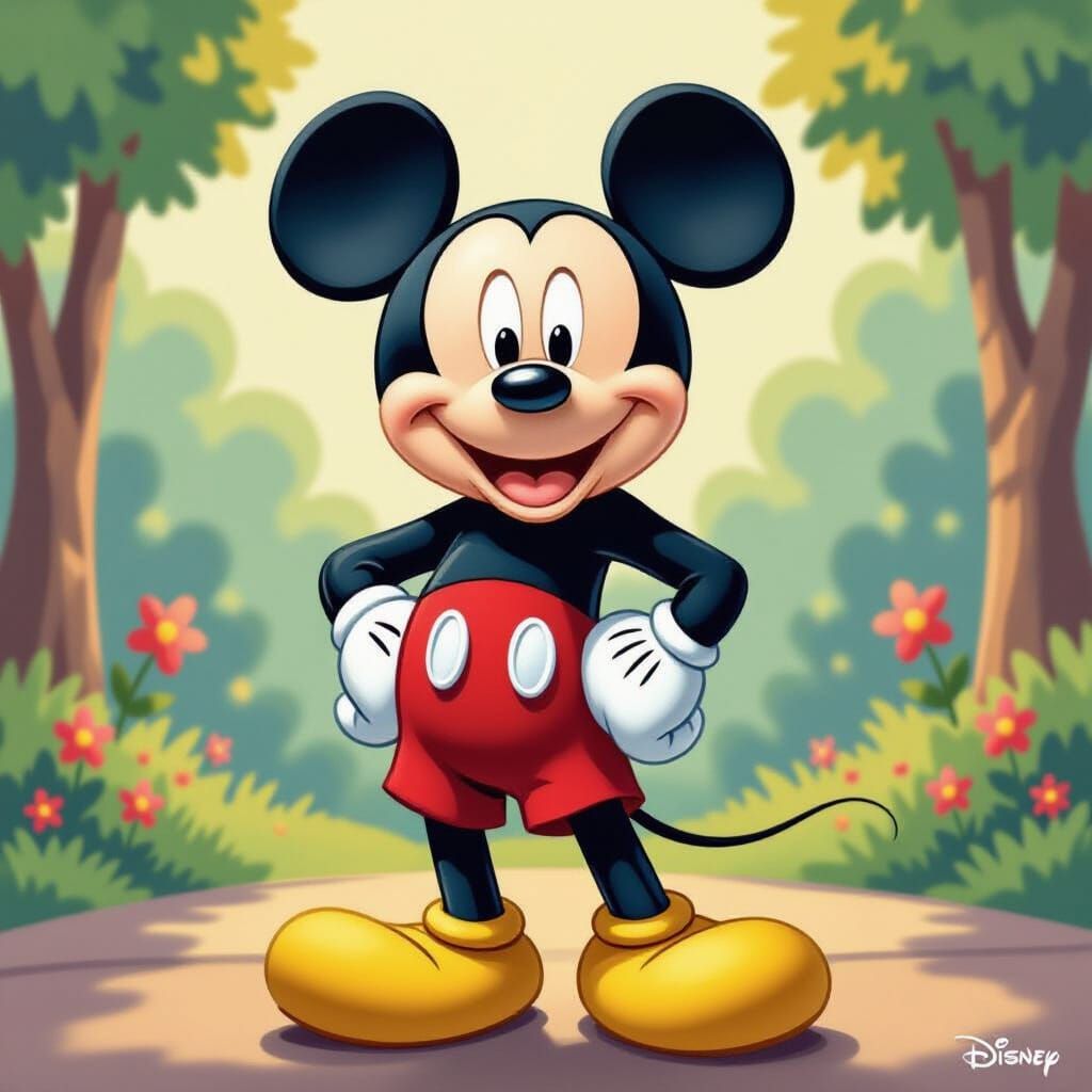 Mickey Mouse Smiling in Classic Disney Style