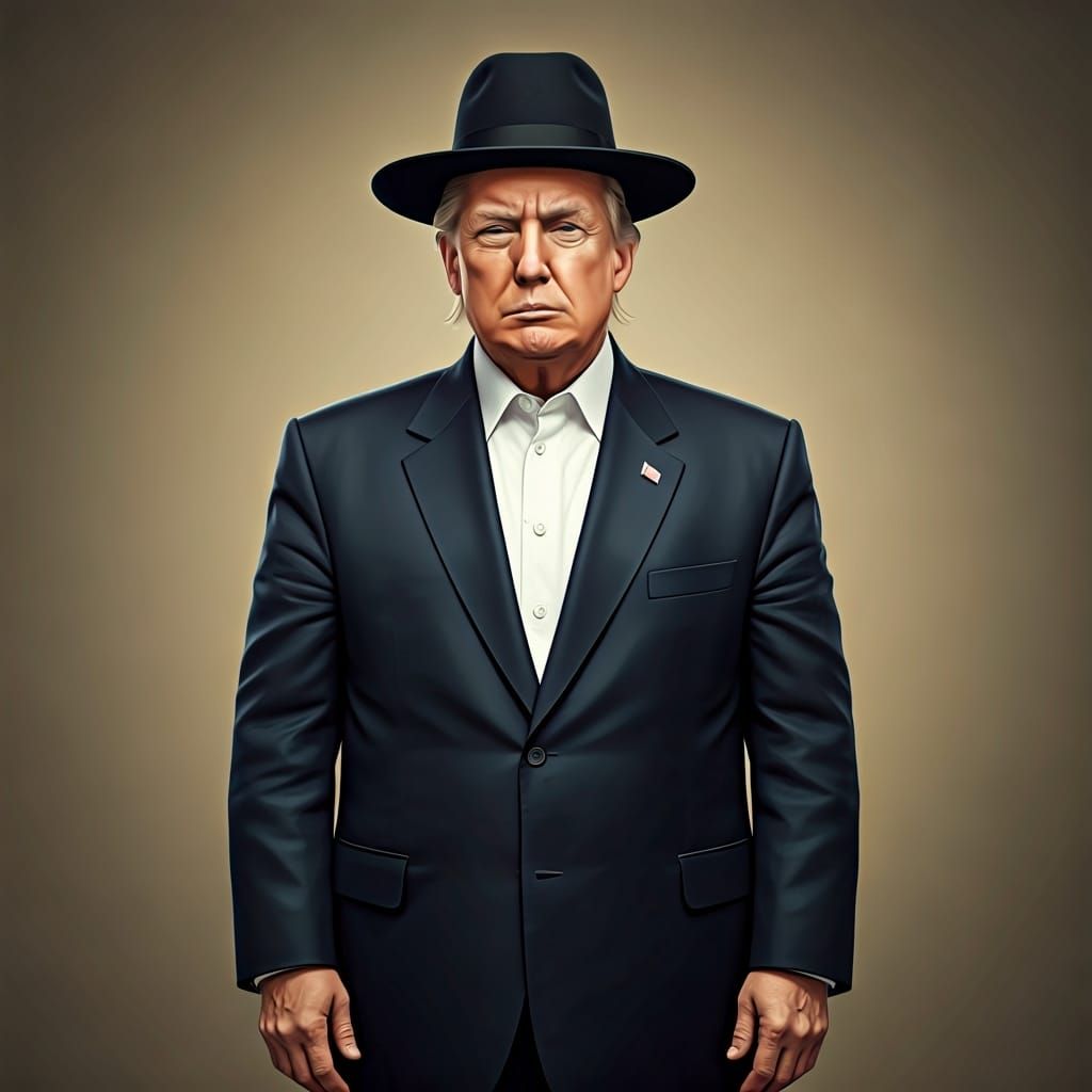 Donald Trump in Haredi Attire: Artistic Rendition