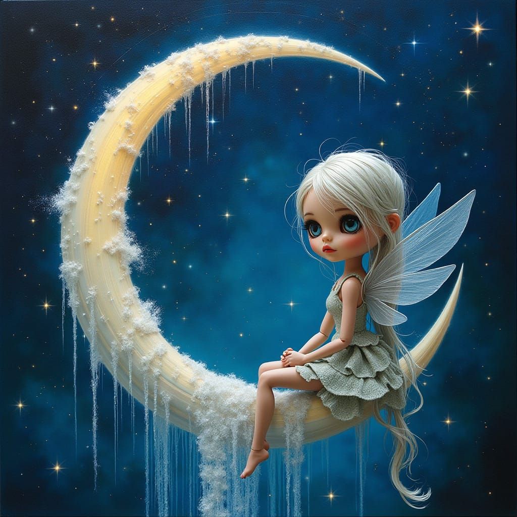 Surreal Doll Fairy in Ethereal Oil Painting Style