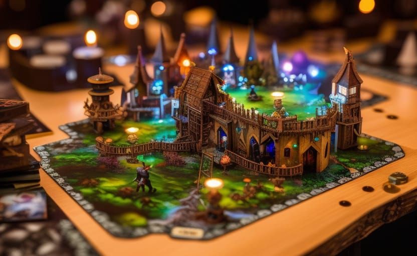 Miniature Wonderland board game with cards and LED lights AI