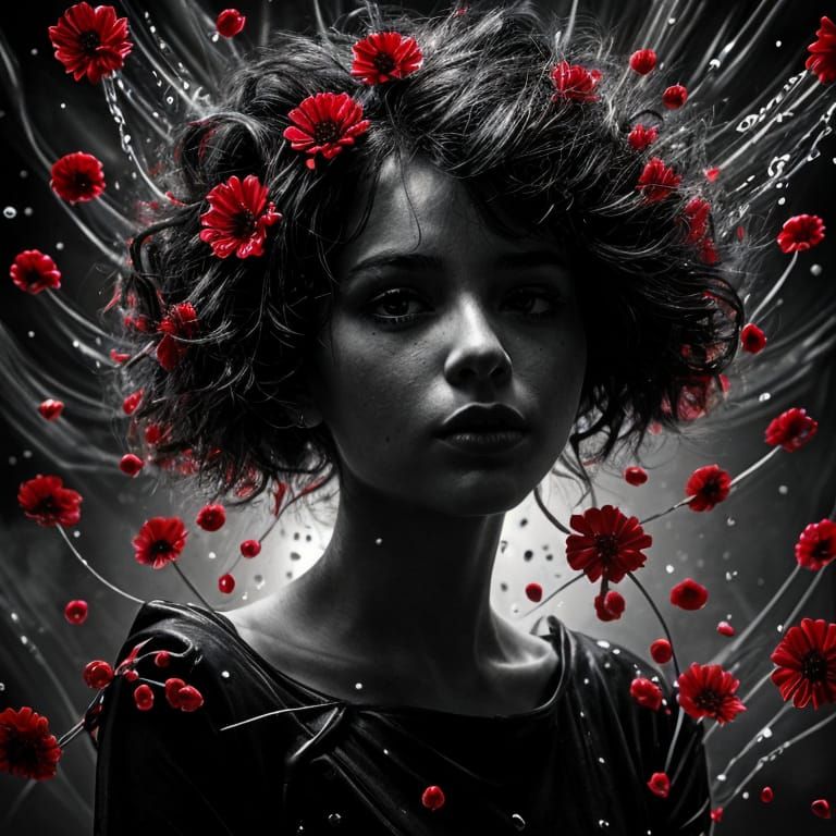 Monochrome Image with Red Accent