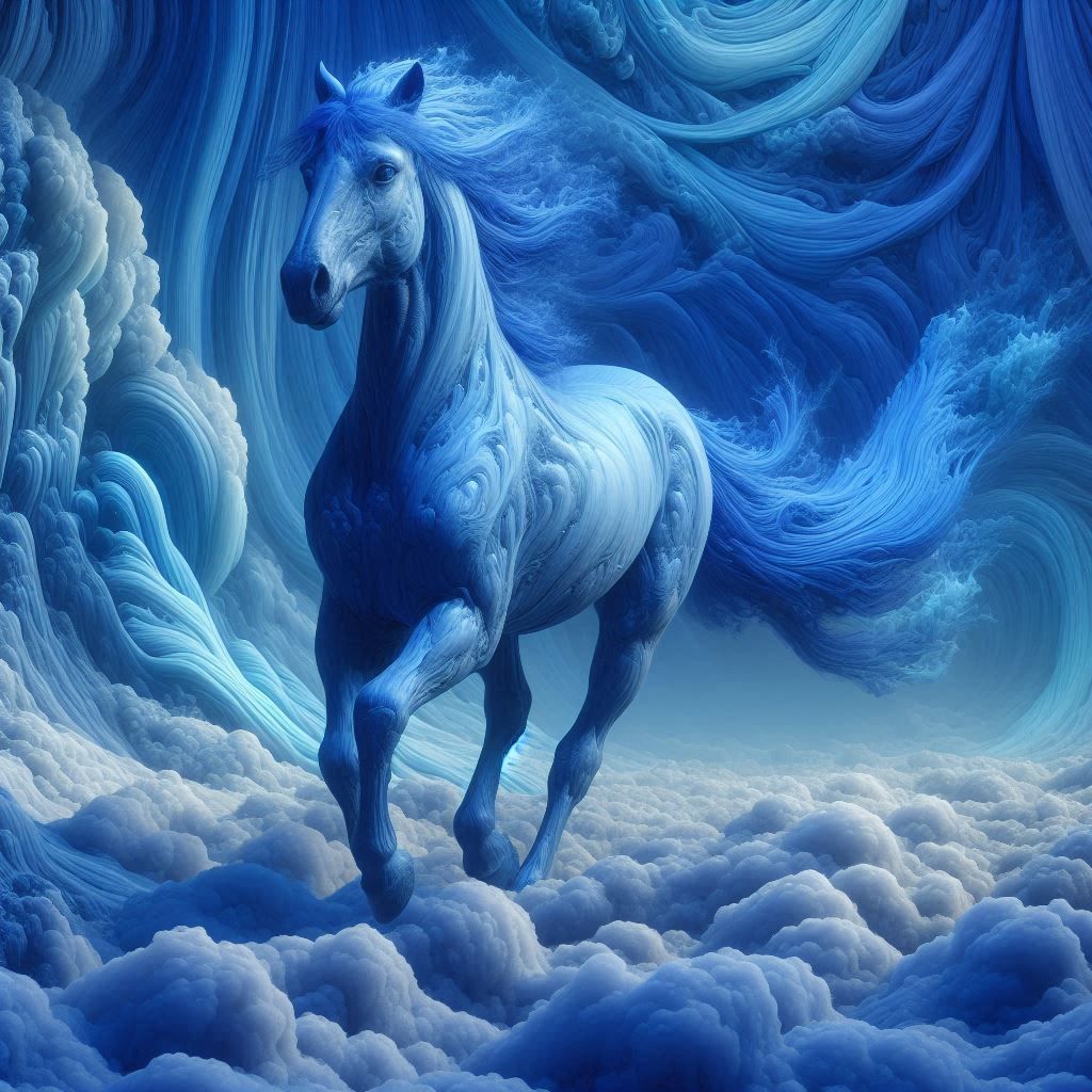 surreal horse blue