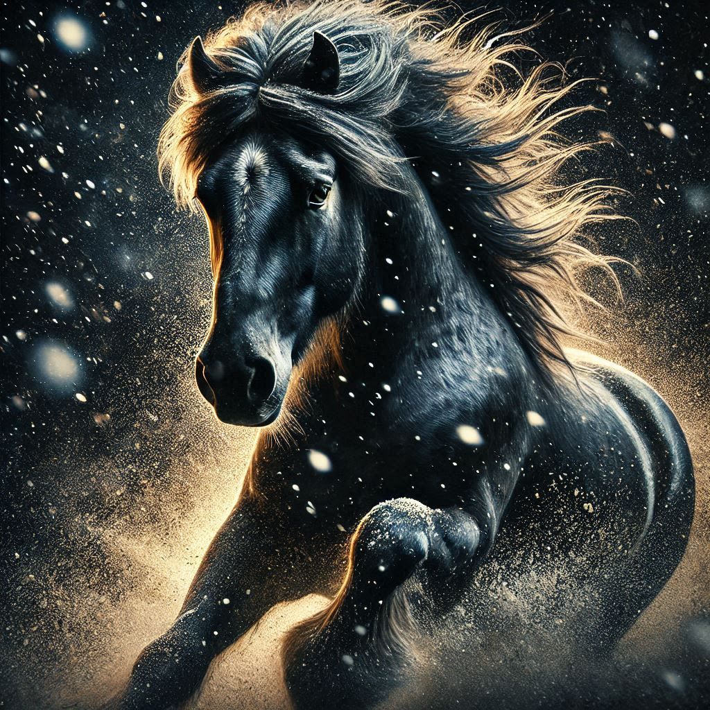 Black Horse in the Winter Storm  by @Yulia 