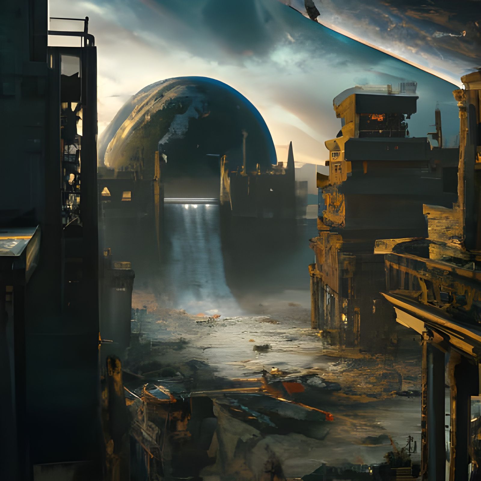 Earth From Space With Majestic Library in 4K