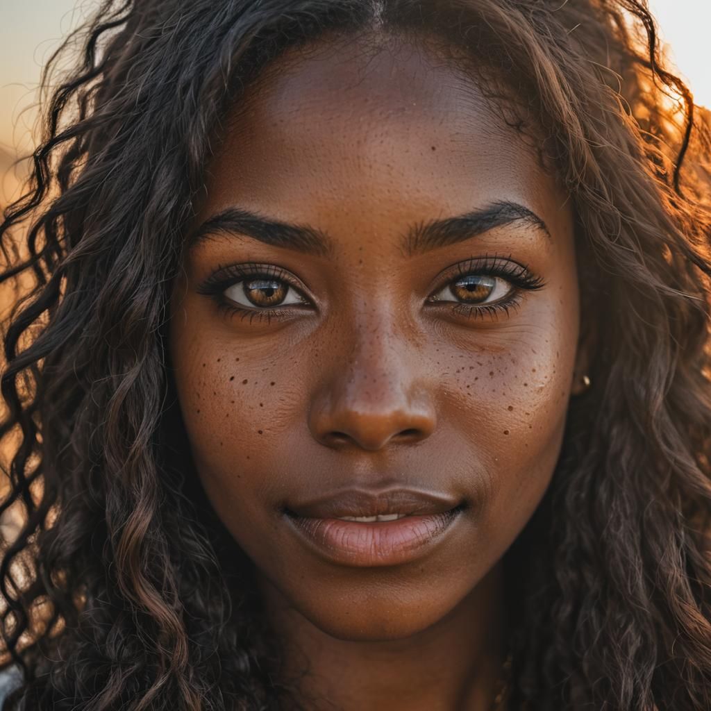 Stunning Portrait of a Freckled Woman at Sunset