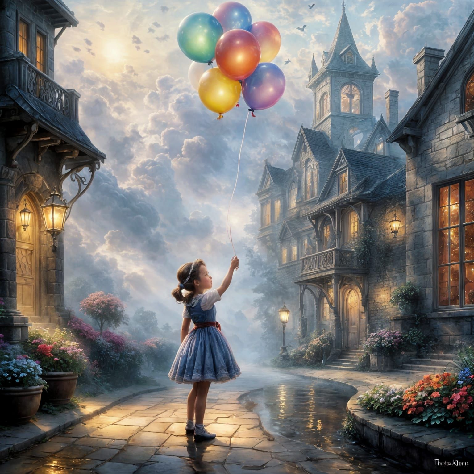a little girl holding a balloon  by @Merumeru Meru