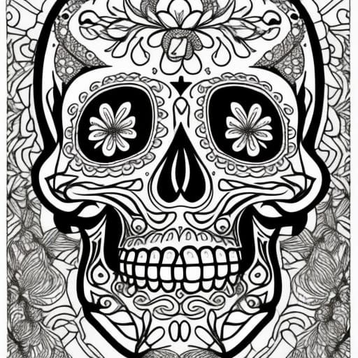 Coloring Page - Day of the Dead - AI Generated Artwork - NightCafe Creator