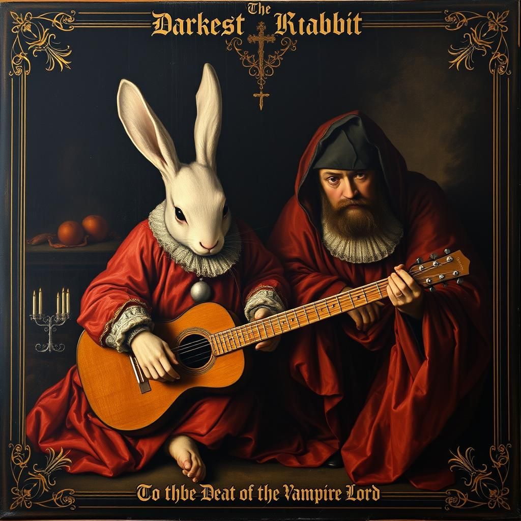 Cover of the Darkest Rabbit's melancholic blues album "To the Death of the Vampire Lord" 
Made-up record ...  by @Clau_Pt_Vampire