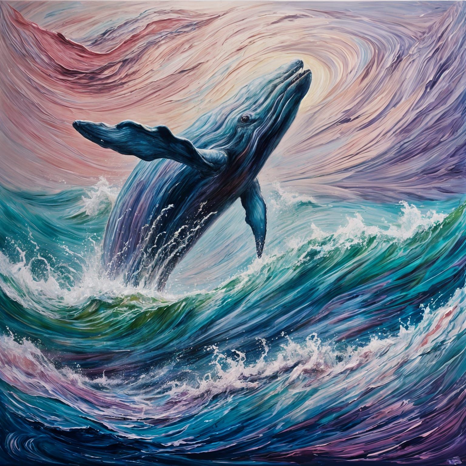 breathtaking tactile texture impasto painting with rough, sm...