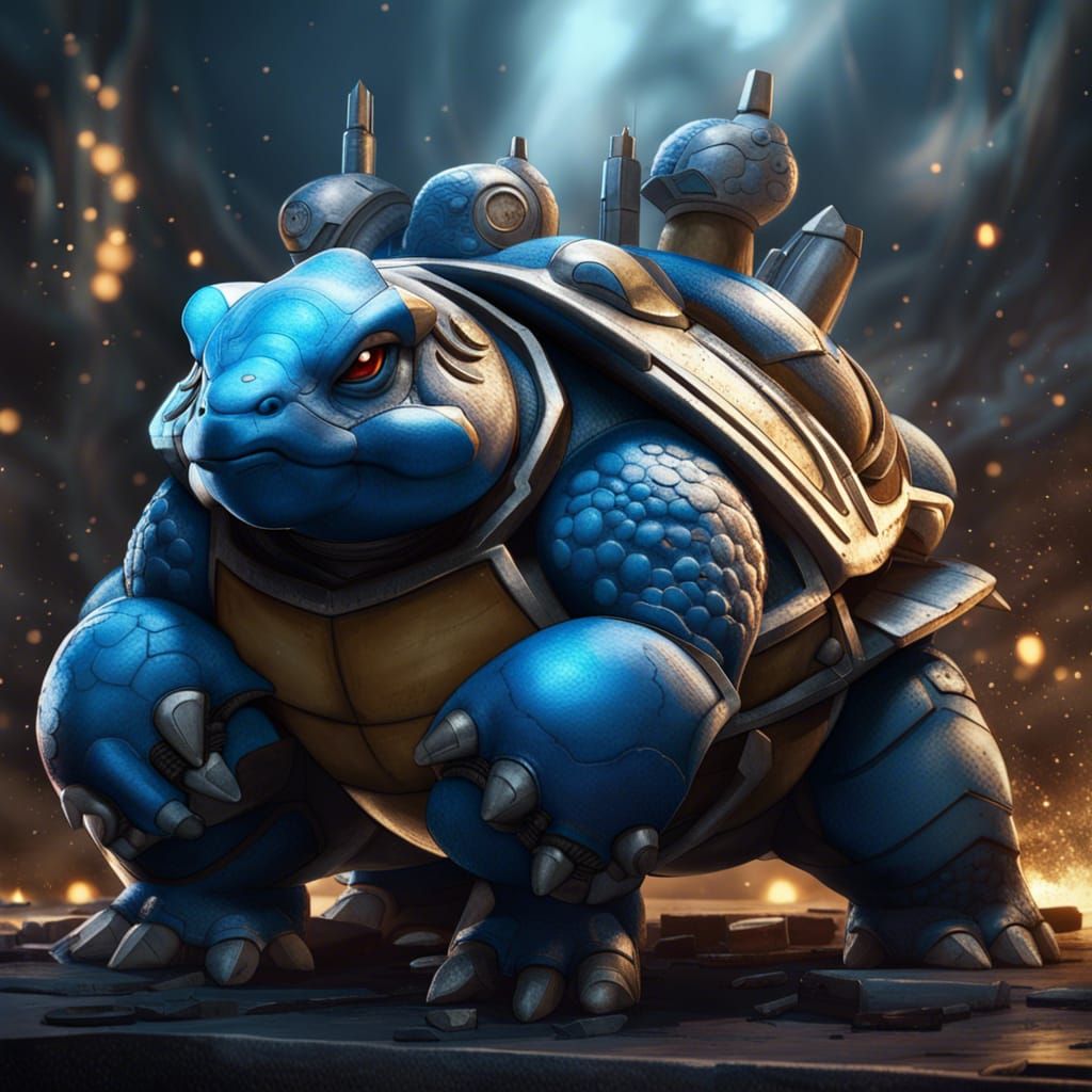 Blastoise With Rockets On Its Back - Ai Generated Artwork - Nightcafe 