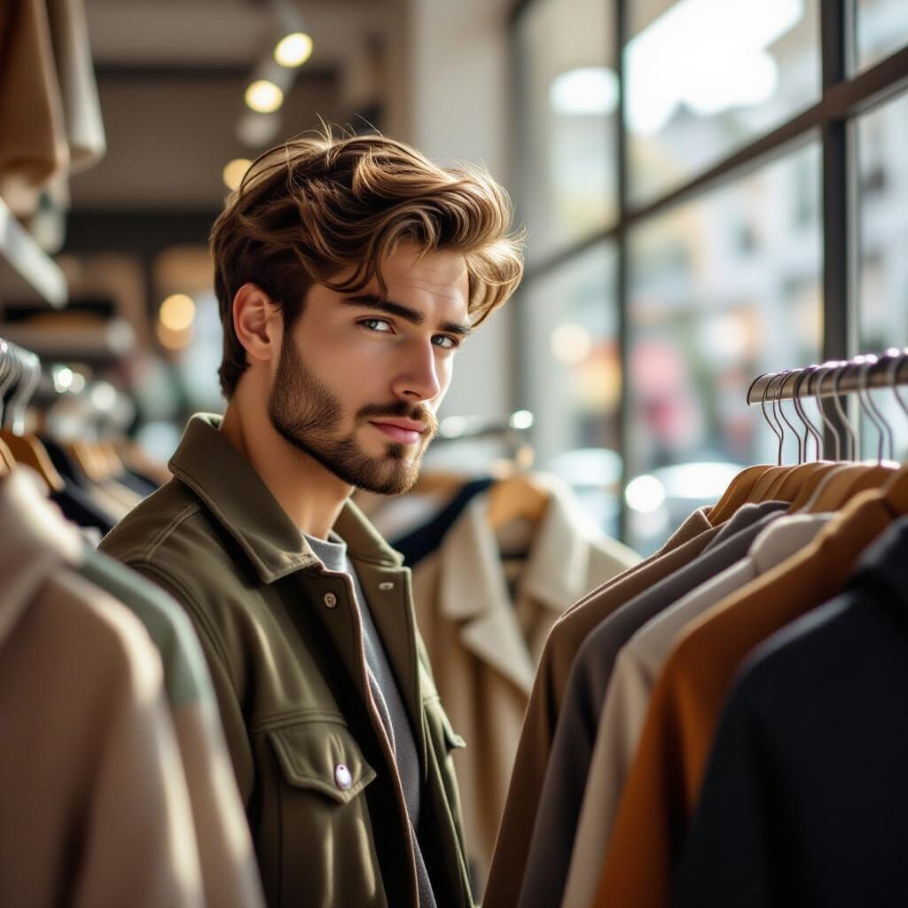 Man Concentrating While Shopping at Zara Store