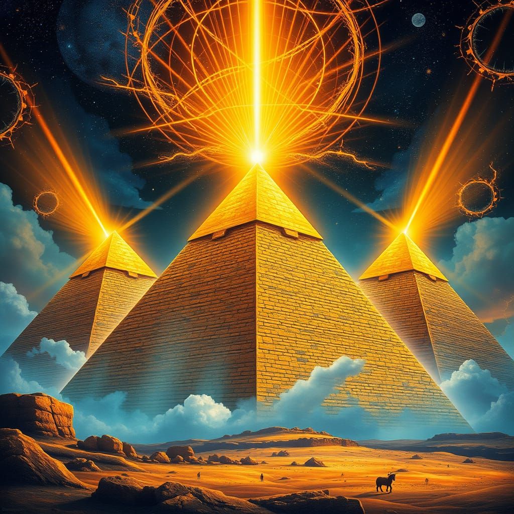 Golden Pyramids of Egypt Radiate Celestial Energy