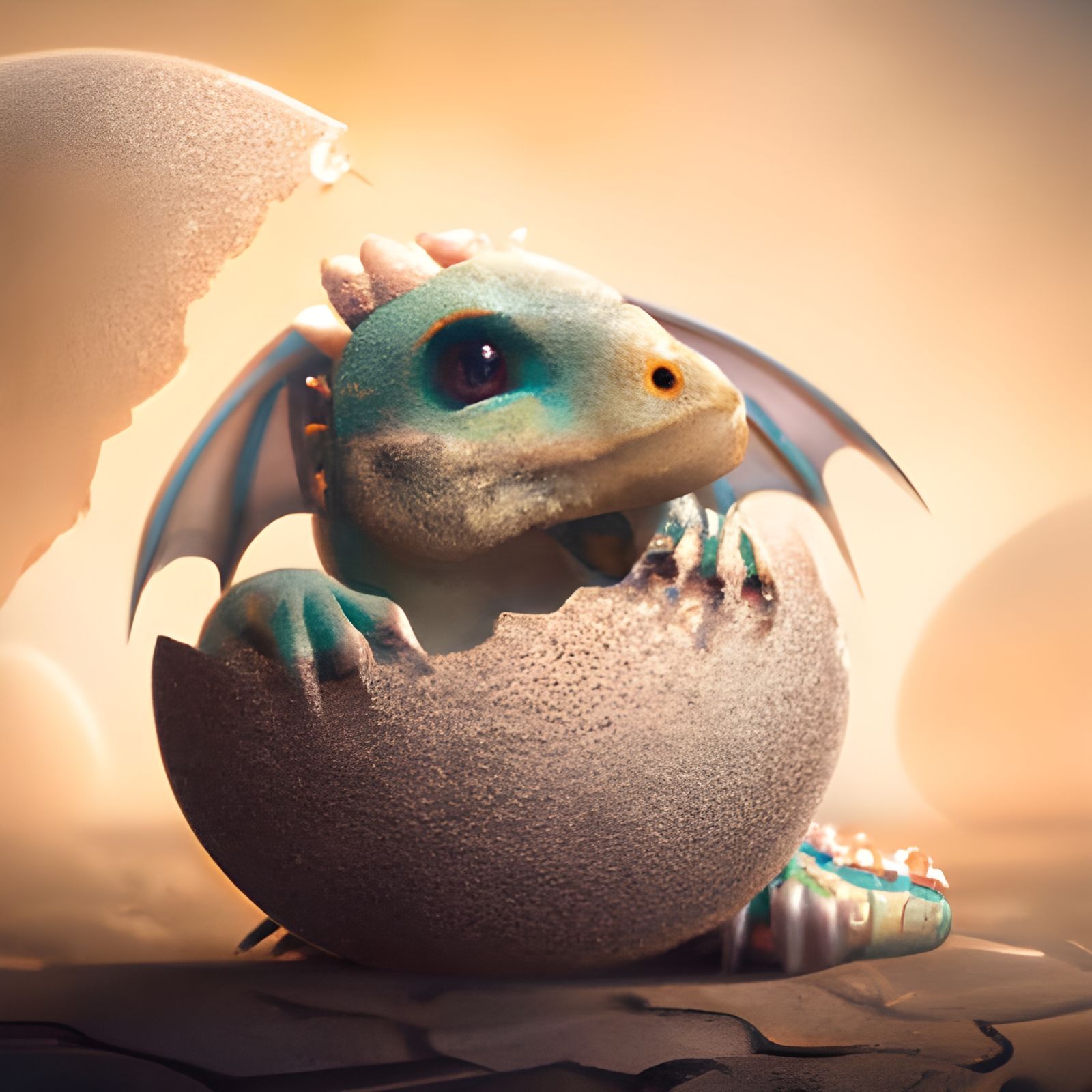 Baby Dragon Hatches From The Egg undefined