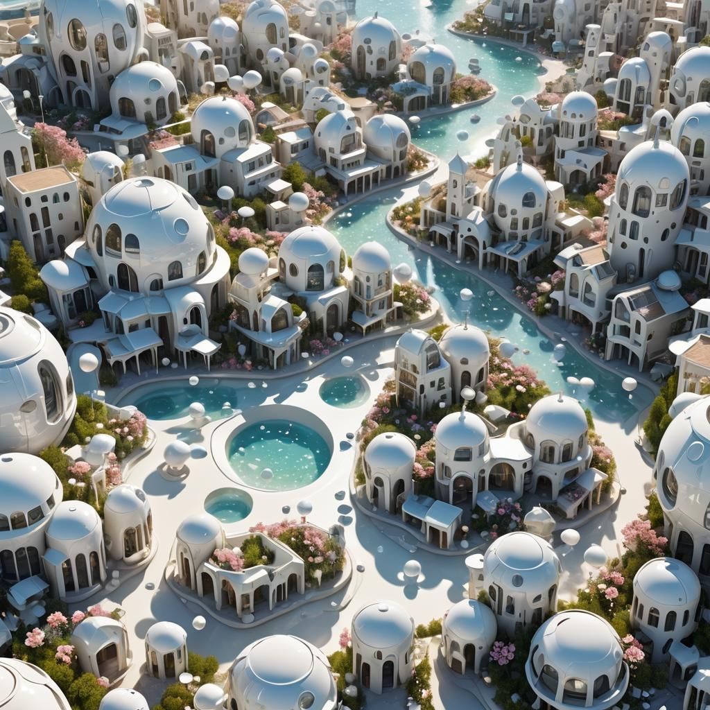 White bionic futuristic city 9