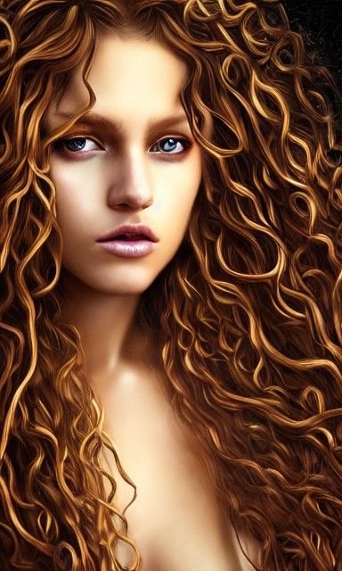 Long hair
Golden hair
Curly hair
Beautiful goddess
Undressed...