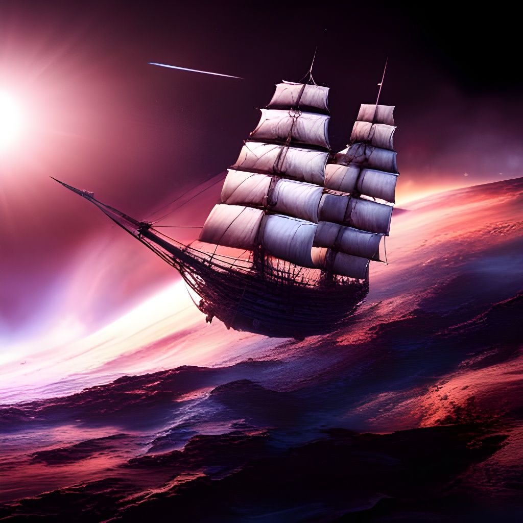 flying sailing ship in space - AI Generated Artwork - NightCafe Creator