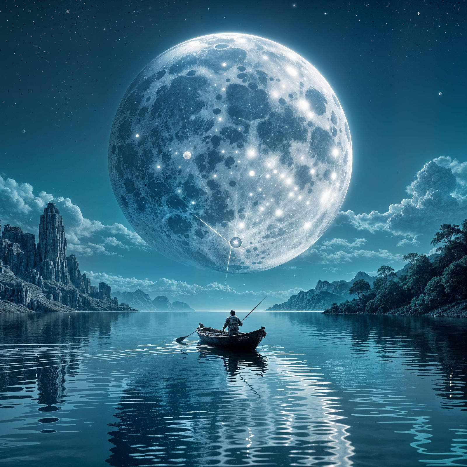 
«The Moon Cast on a Hook»  by @Saffron Yellow