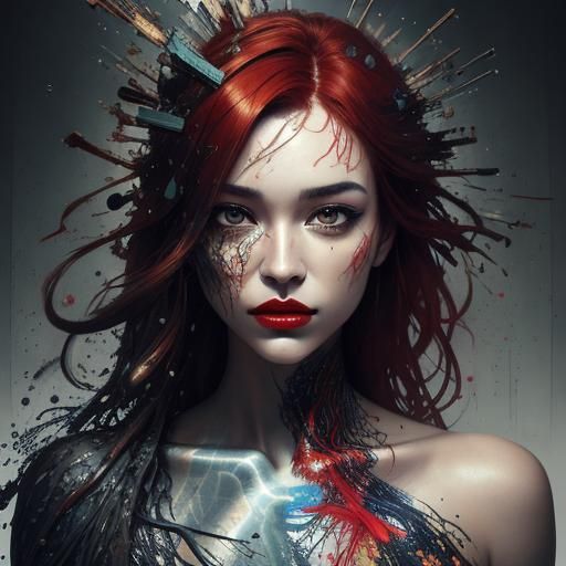 Apocalyptic Beauty: Hyperrealistic Portrait of a Sensational...