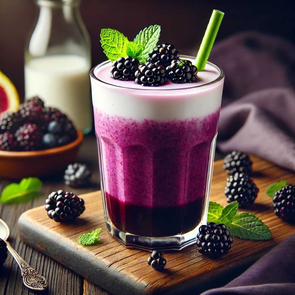 Blackberry Smoothie Garnished with Fresh Berries and Mint | ...