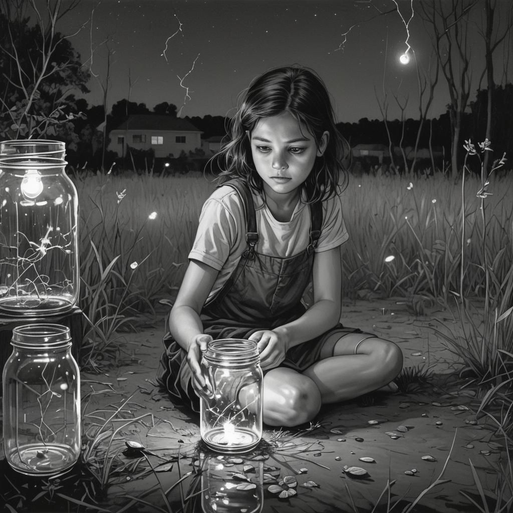 Young girl catching lightning bugs  by @Scotting