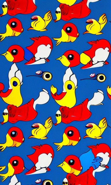 Murakami bird pattern