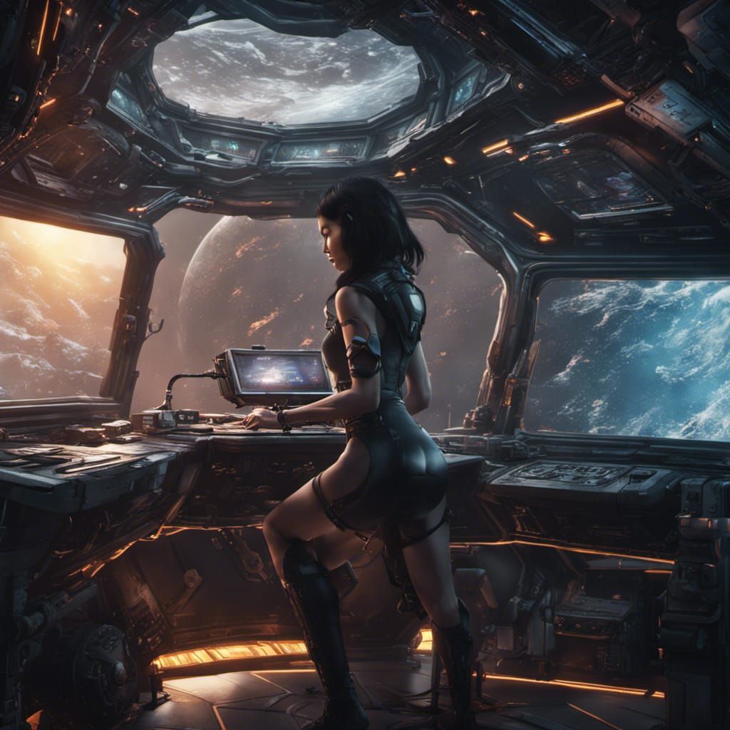 Moon in a spaceship