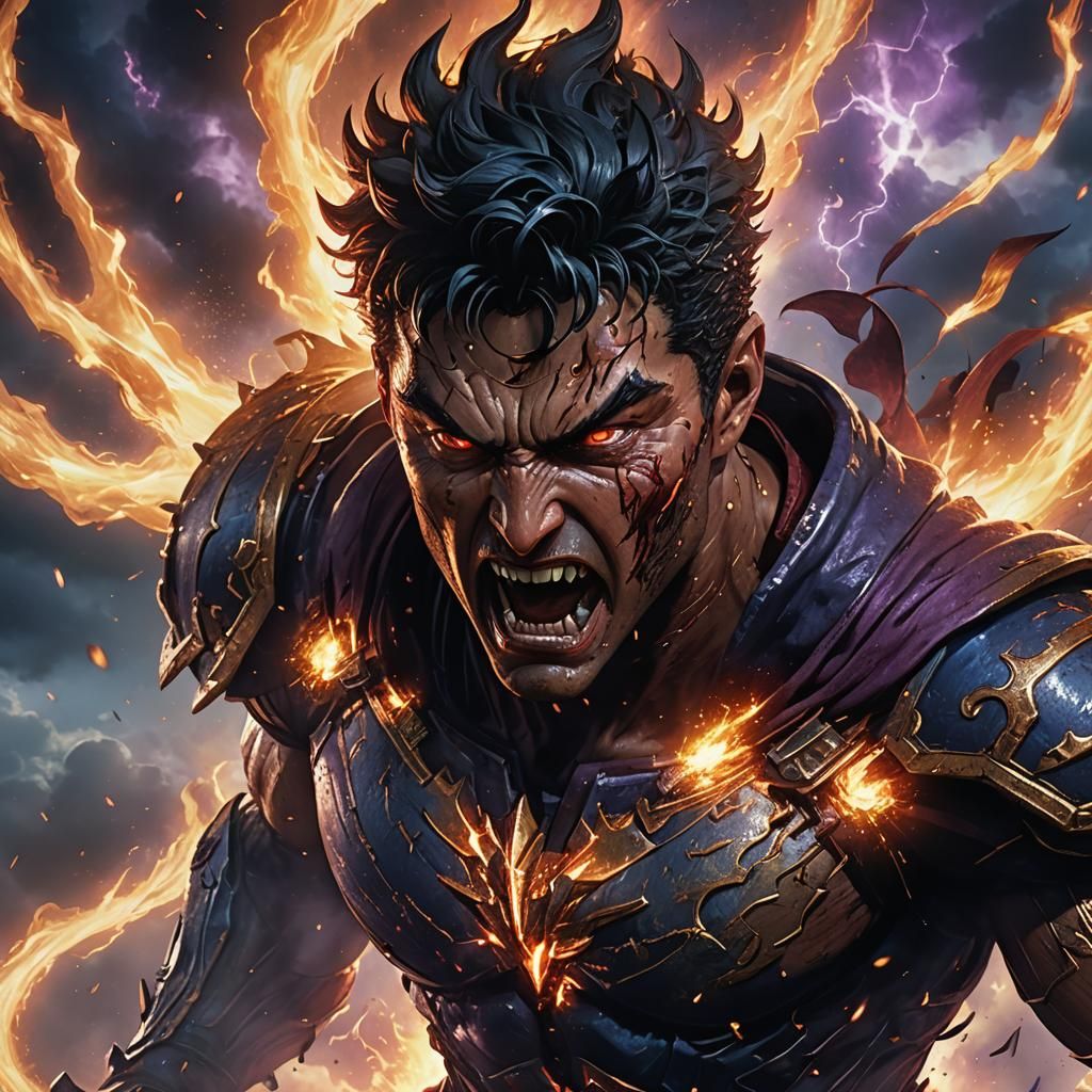 Berserk's Guts fighting demons in heaven