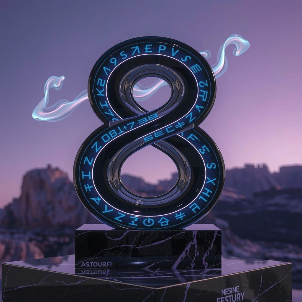 Mystic Futuristic Obsidian Sculpture in Neon Ambiance