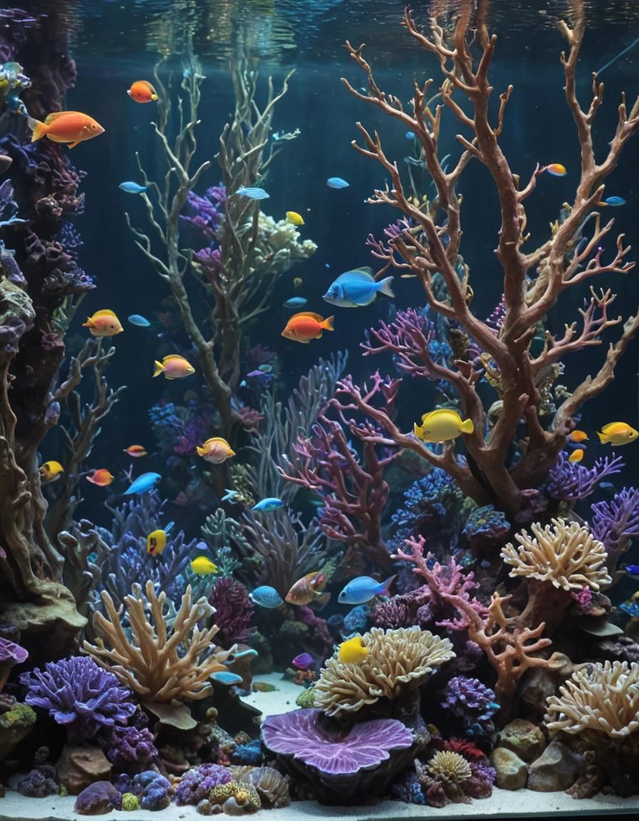 Vibrant Coral Reef Aquarium in Photorealistic Style
