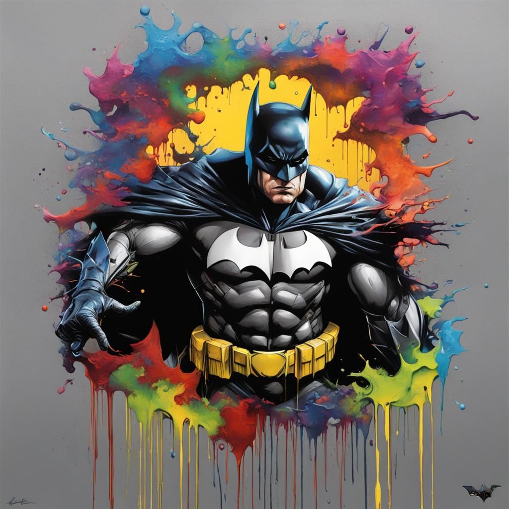 (((Batman))) graffiti art, splash art, street art, spray paint, oil ...