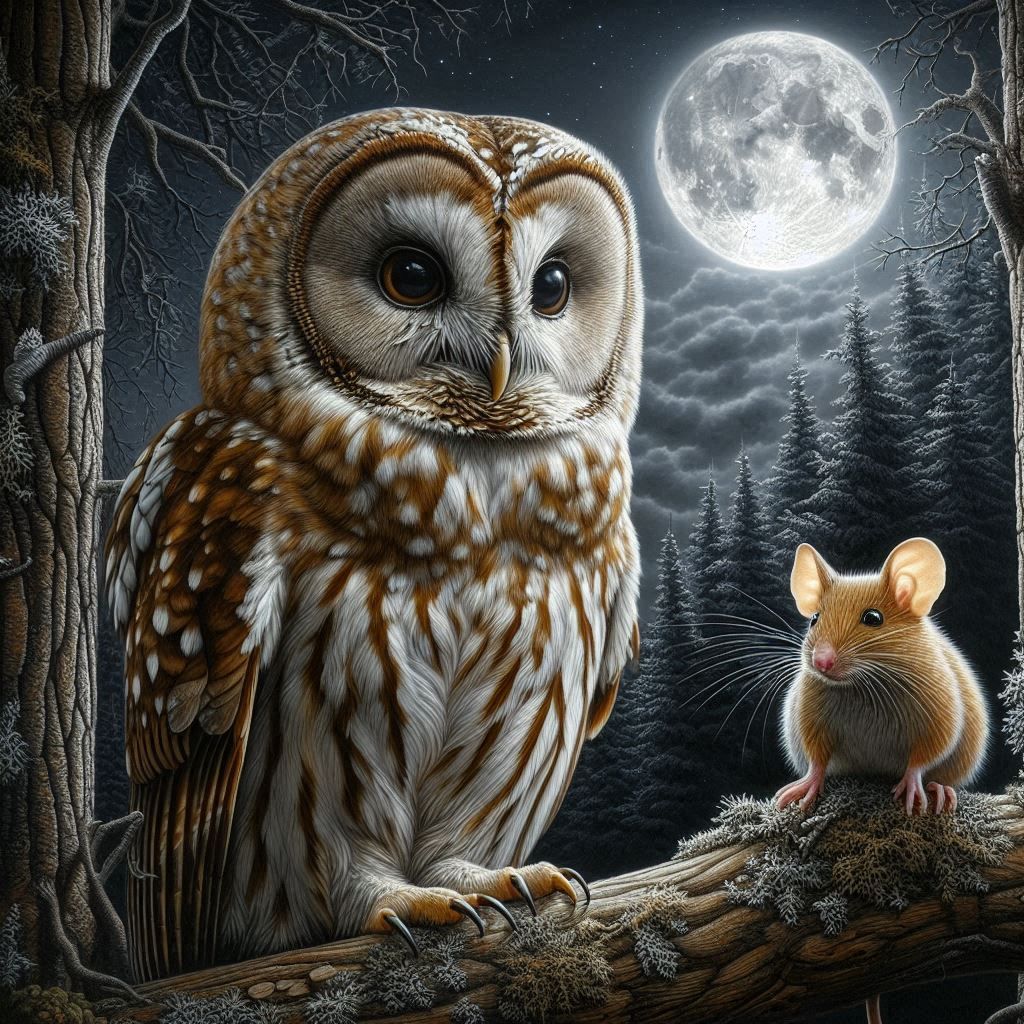 Owl and mouse  by @Ramoneses