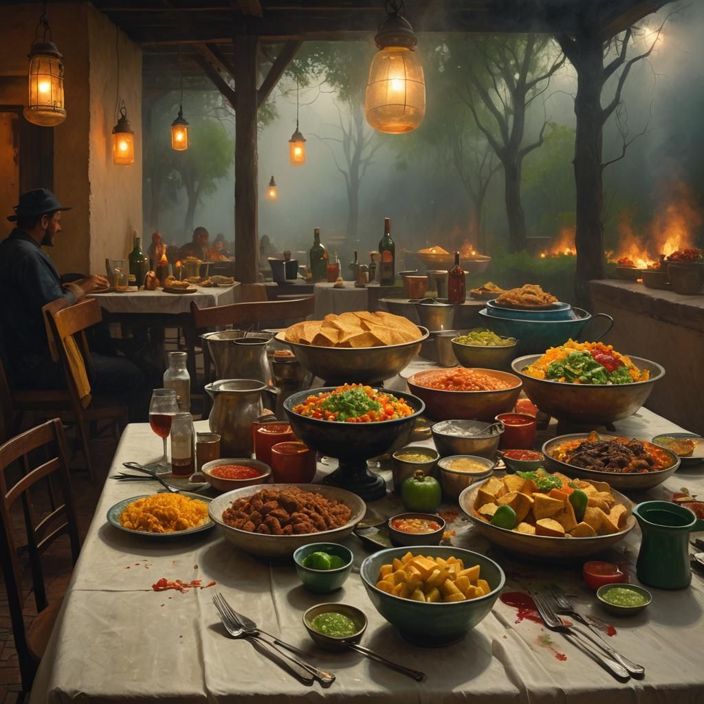 Mexican feast table for the celebration