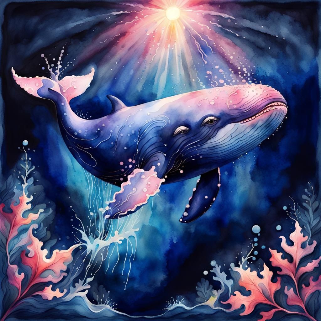 watercolor whale